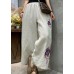 Top Quality Linen colour Pockets Linen Wide Leg Pants Summer