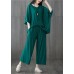 plus size green two pieces batwing sleeve tops and elastic waist pants