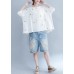 Unique embroidery cotton tunic top white Art tops summer