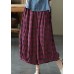 Casual Red elastic waist drawstring Cotton Pants Spring