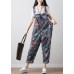 Boho Dark Gray Print Cowboy Jumpsuit Spring