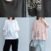 Unique pink prints cotton shirts women Appliques daily summer blouse