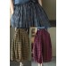 Yellow Plaid Print Cotton wide leg Pants drawstring Spring