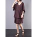 chocolate cotton linen v neck ruffles tops and women casual shorts two pieces