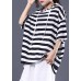 Italian hooded cotton top silhouette Outfits black white striped shirt summer