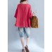 DIY red o neck cotton linen tunic pattern Photography embroidery summer shirts