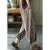 Vintage Coffee High Waist Print Linen Harem Pants Summer