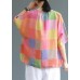 Modern linen Blouse Fashion Sweet Colored Plaid Casual Linen T-Shirt