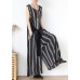 Summer new loose large size travel beach chiffon striped jumpsuit jumpsuit